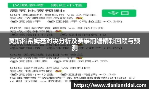 莫斯科希姆基对决分析及赛事前瞻精彩回顾与预测